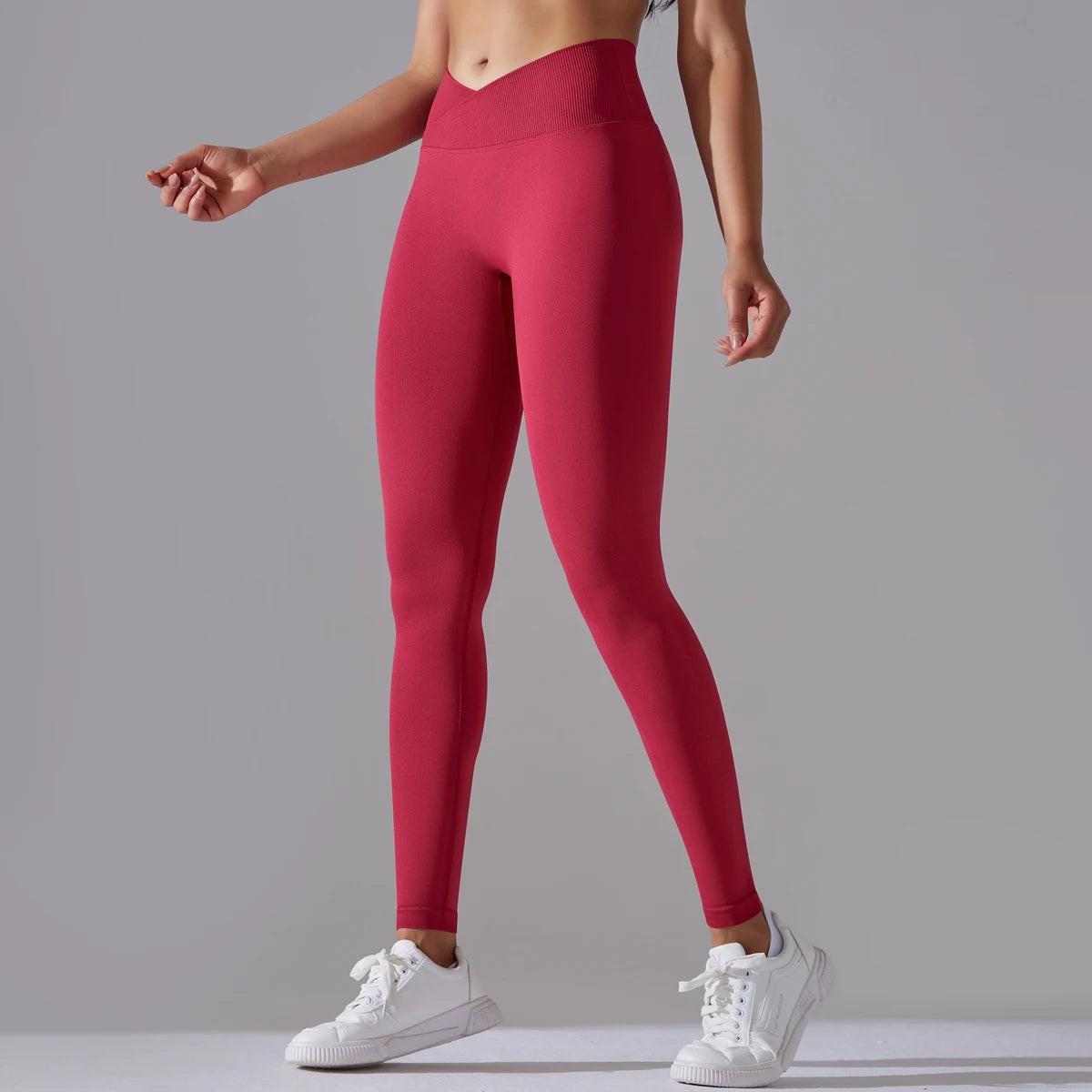Seamless Yoga Pant Cross Over Waistband Sports Fitness Legging Women High Waist Gym Scrunch Butt Running Workout Leggings