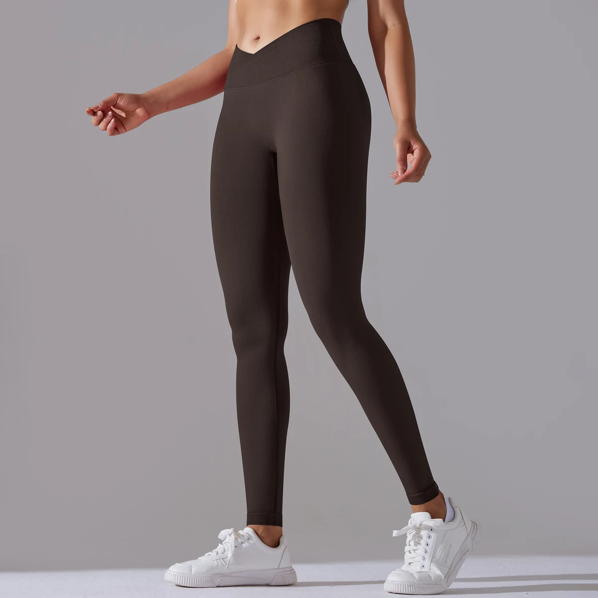 Seamless Yoga Pant Cross Over Waistband Sports Fitness Legging Women High Waist Gym Scrunch Butt Running Workout Leggings